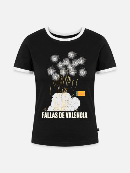 Fallas De Valencia Feuerwerk - Frauen Kontrast-T-Shirt - Schwarz/Weiß