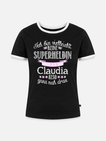 claudia - Frauen Kontrast-T-Shirt - Schwarz/Weiß
