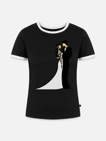 Heirat glücklich ehe - Frauen Kontrast-T-Shirt - Schwarz/Weiß