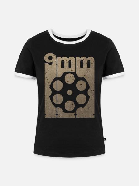 Revolver Trommel - Frauen Kontrast-T-Shirt - Schwarz/Weiß