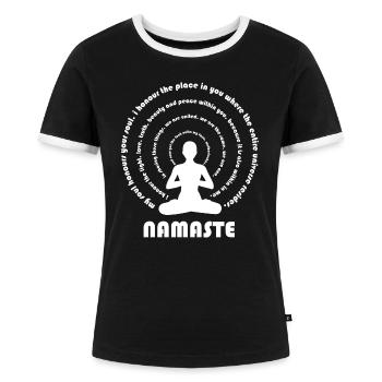 Namaste weiß - Frauen Kontrast-T-Shirt - Schwarz/Weiß - Vorne - Selfina (174cm)