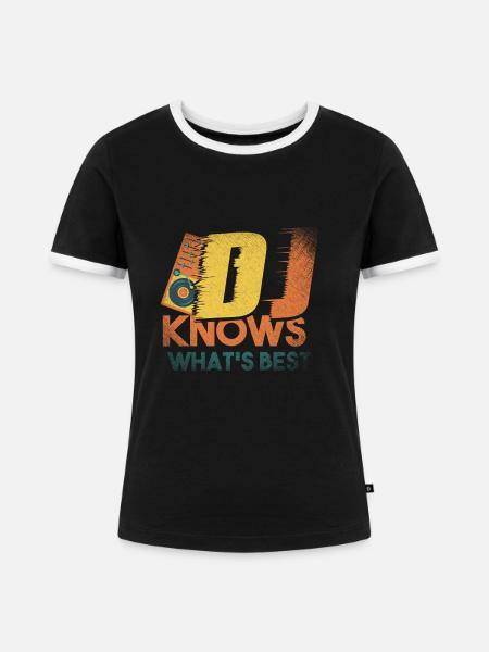 DJ - Frauen Kontrast-T-Shirt - Schwarz/Weiß