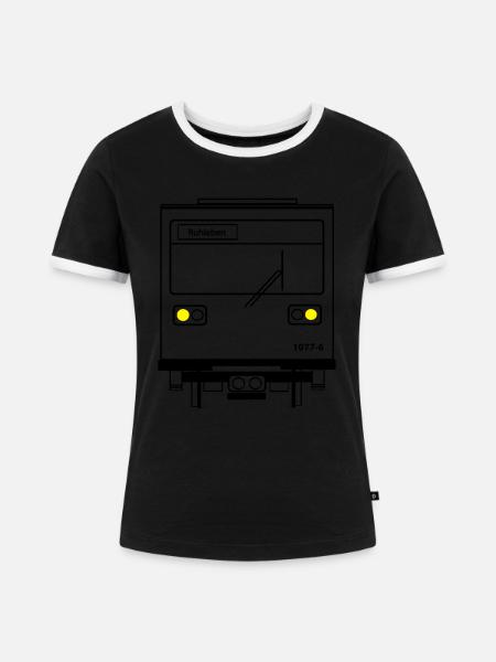 u-bahn - Frauen Kontrast-T-Shirt - Schwarz/Weiß