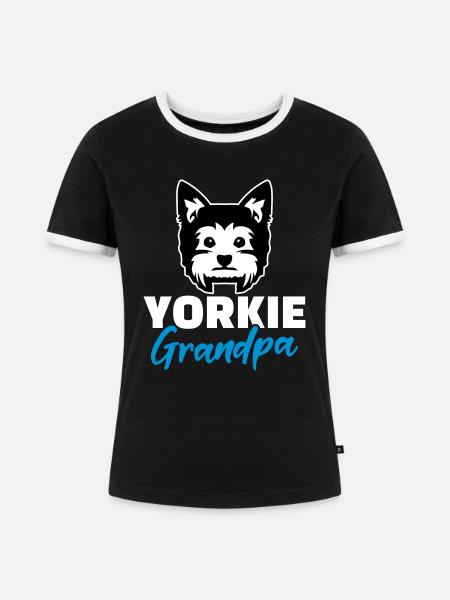 Yorkshire Terrier - Frauen Kontrast-T-Shirt - Schwarz/Weiß