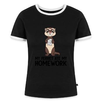 Frettchen - Frauen Kontrast-T-Shirt - Schwarz/Weiß - Vorne - Selfina (174cm)