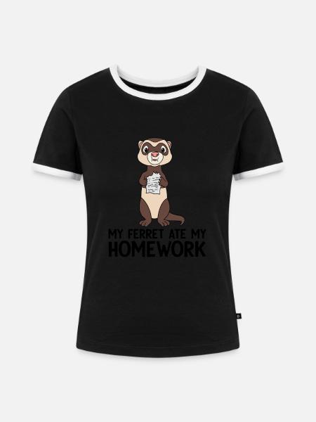 Frettchen - Frauen Kontrast-T-Shirt - Schwarz/Weiß
