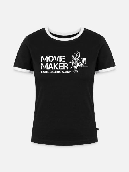Movie Maker - Frauen Kontrast-T-Shirt - Schwarz/Weiß