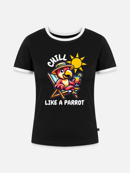 Papagei entspannt sich - Frauen Kontrast-T-Shirt - Schwarz/Weiß