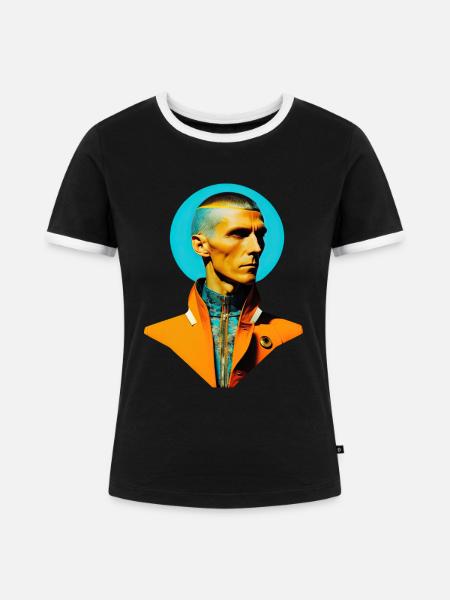 Retro Flash No43 - Frauen Kontrast-T-Shirt - Schwarz/Weiß