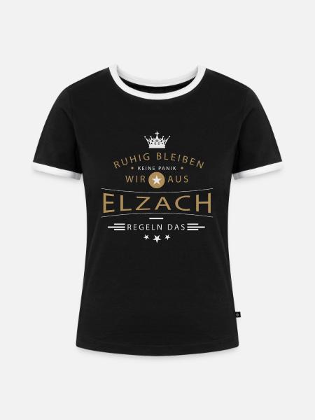 Elzach Stadt - Frauen Kontrast-T-Shirt - Schwarz/Weiß