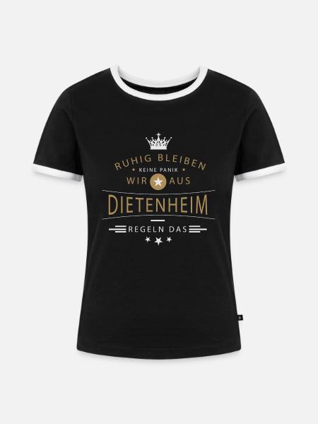 Dietenheim Stadt - Frauen Kontrast-T-Shirt - Schwarz/Weiß