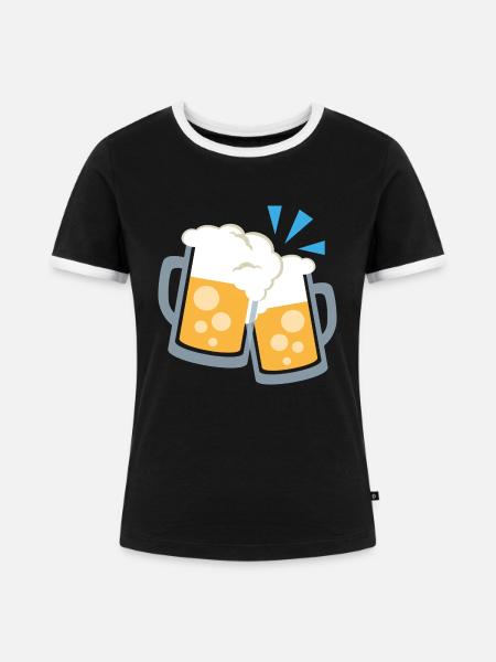 wiesn bier krüge - Frauen Kontrast-T-Shirt - Schwarz/Weiß