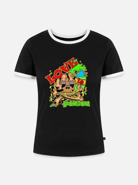 Love Poison Gift - Frauen Kontrast-T-Shirt - Schwarz/Weiß