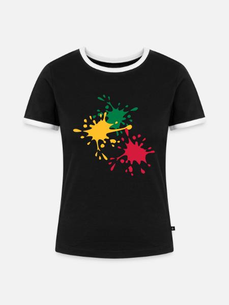 Farbe - Frauen Kontrast-T-Shirt - Schwarz/Weiß