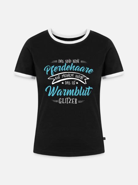 Warmblut Pferde Shirt-Glitzer - Frauen Kontrast-T-Shirt - Schwarz/Weiß