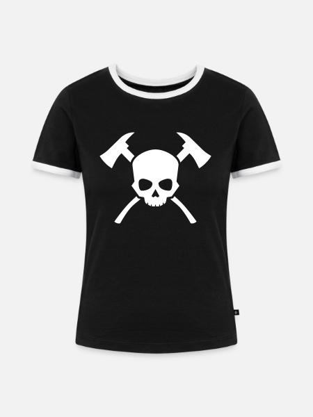 Skull Axe - Frauen Kontrast-T-Shirt - Schwarz/Weiß