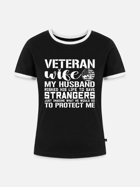 Veteranen-Ehefrau - Frauen Kontrast-T-Shirt - Schwarz/Weiß