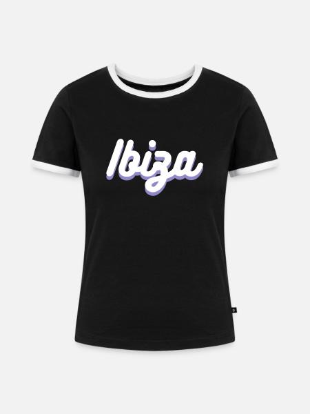 Ibiza - Frauen Kontrast-T-Shirt - Schwarz/Weiß