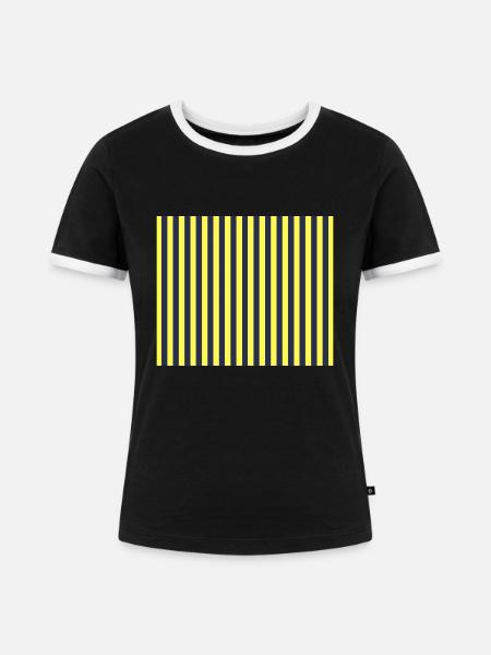 Stripes Navy Gelb - Frauen Kontrast-T-Shirt - Schwarz/Weiß