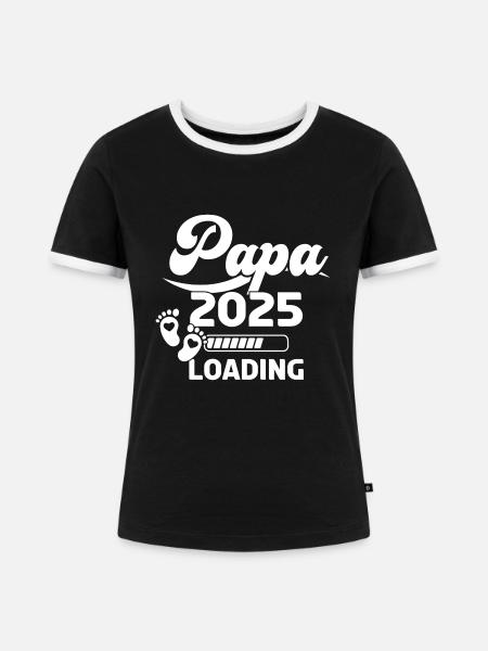 Papa 2025 Loading - Frauen Kontrast-T-Shirt - Schwarz/Weiß
