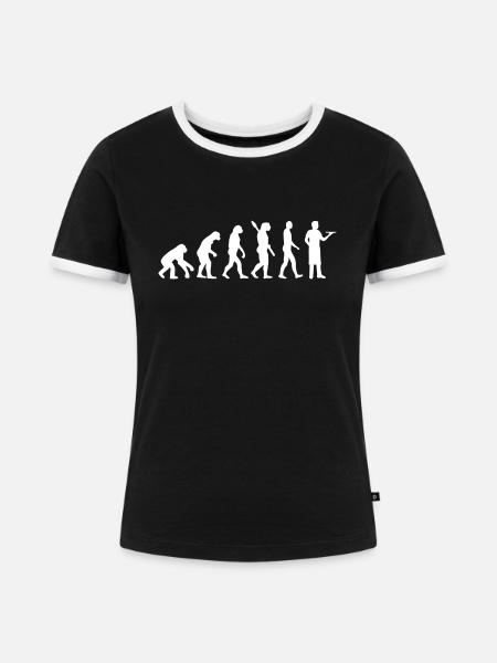 Kellner - Frauen Kontrast-T-Shirt - Schwarz/Weiß