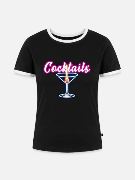 Cocktail - Frauen Kontrast-T-Shirt - Schwarz/Weiß