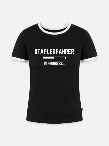 Staplerfahrer In Progress - Frauen Kontrast-T-Shirt - Schwarz/Weiß