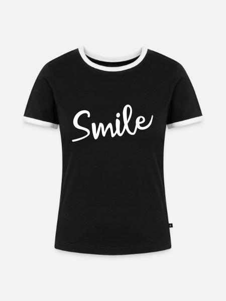 Smile - Frauen Kontrast-T-Shirt - Schwarz/Weiß