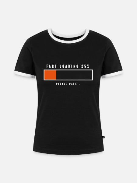 fart loading 25% - Frauen Kontrast-T-Shirt - Schwarz/Weiß