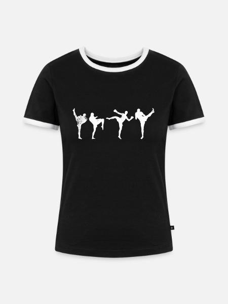 Lustige Kickboxer - Frauen Kontrast-T-Shirt - Schwarz/Weiß