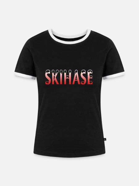 Skihase - Frauen Kontrast-T-Shirt - Schwarz/Weiß