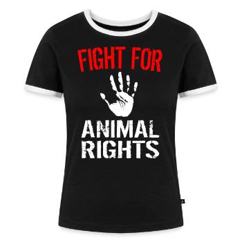Fight for Animal Rights - Frauen Kontrast-T-Shirt - Schwarz/Weiß - Vorne - Selfina (174cm)