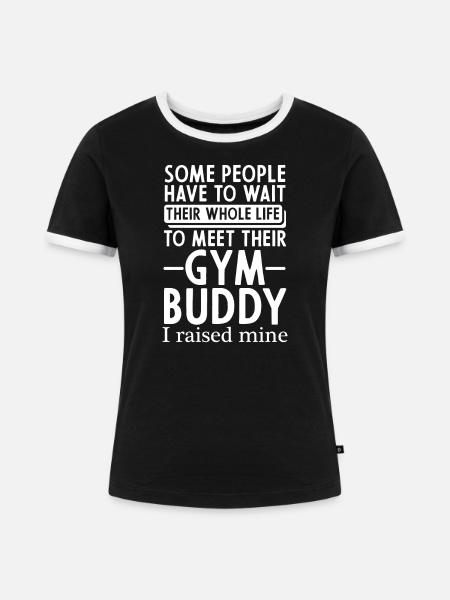 Gym Buddy - Frauen Kontrast-T-Shirt - Schwarz/Weiß