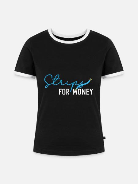 Strips für Geld - Frauen Kontrast-T-Shirt - Schwarz/Weiß