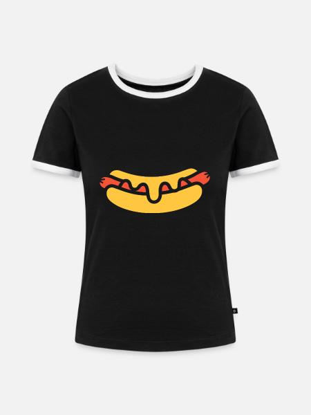 Hot Dog - Frauen Kontrast-T-Shirt - Schwarz/Weiß