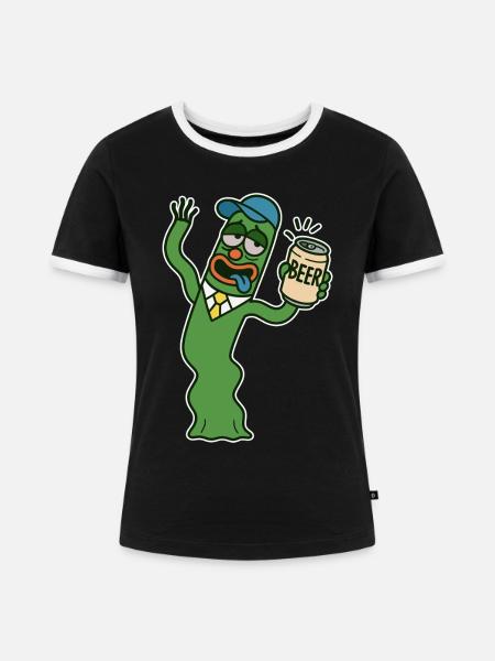 Wabbelwackelarmiger Bierdosenkamerad - Frauen Kontrast-T-Shirt - Schwarz/Weiß
