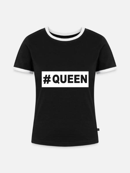 Pärchen Design! King - Queen! - Frauen Kontrast-T-Shirt - Schwarz/Weiß