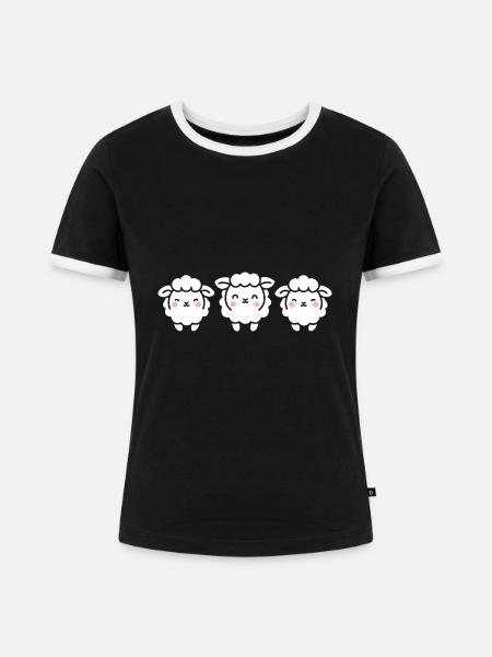 Schaf - Frauen Kontrast-T-Shirt - Schwarz/Weiß