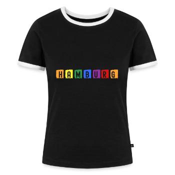 Hamburg Skyline Stadt Für Hamburger - Frauen Kontrast-T-Shirt - Schwarz/Weiß - Vorne - Selfina (174cm)