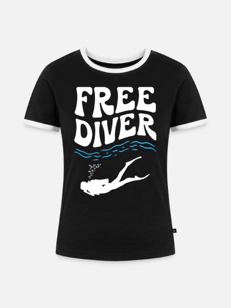 Free Diver - Frauen Kontrast-T-Shirt - Schwarz/Weiß