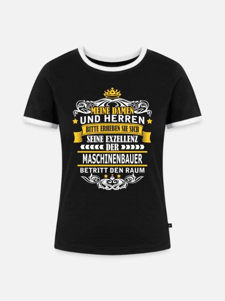 MASCHINENBAUER - Frauen Kontrast-T-Shirt - Schwarz/Weiß