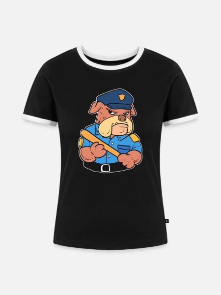 Hundepolizist Offizier - Frauen Kontrast-T-Shirt - Schwarz/Weiß