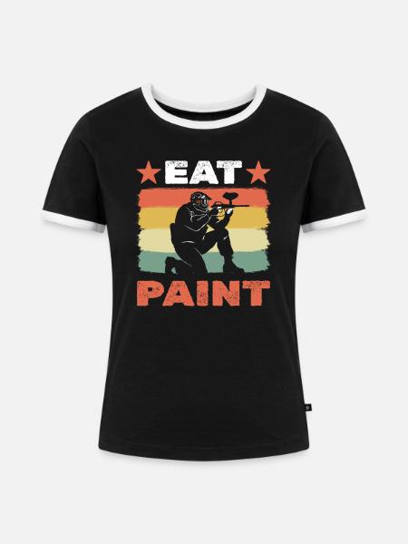 Paintball Paintballspieler - Frauen Kontrast-T-Shirt - Schwarz/Weiß