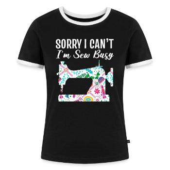 Steppen Nähmaschine Schneider - Frauen Kontrast-T-Shirt - Schwarz/Weiß - Vorne - Selfina (174cm)