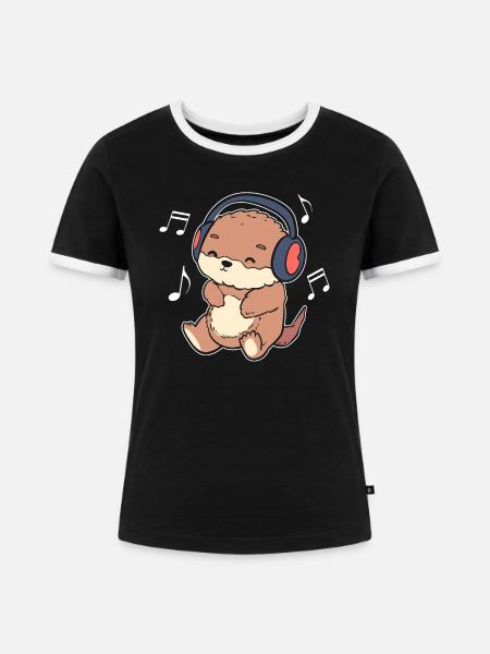 Musikliebhaber Otter Komponist - Frauen Kontrast-T-Shirt - Schwarz/Weiß