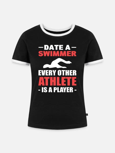 Lustiger Schwimmer Schwimmlehrer - Frauen Kontrast-T-Shirt - Schwarz/Weiß