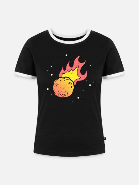 Distressed Meteor - Frauen Kontrast-T-Shirt - Schwarz/Weiß