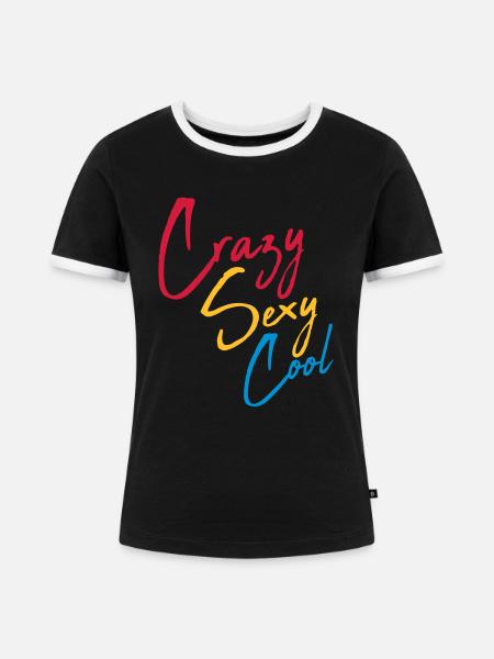 crazy sexy cool Design - Frauen Kontrast-T-Shirt - Schwarz/Weiß