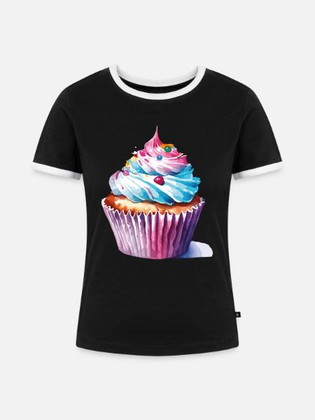 cupcake 2 2 - Frauen Kontrast-T-Shirt - Schwarz/Weiß