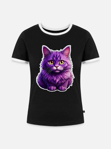 Katze modernes Design - Frauen Kontrast-T-Shirt - Schwarz/Weiß